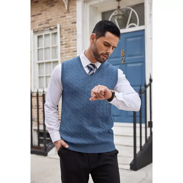 COOFANDY Men's Sweater Vest V Neck Slim Fit Cable Knitted Sleeveless Pullover Sweater