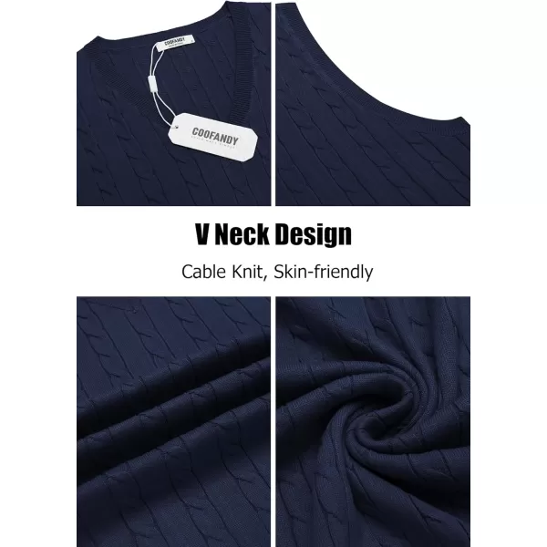 COOFANDY Men's Sweater Vest V Neck Slim Fit Cable Knitted Sleeveless Pullover Sweater