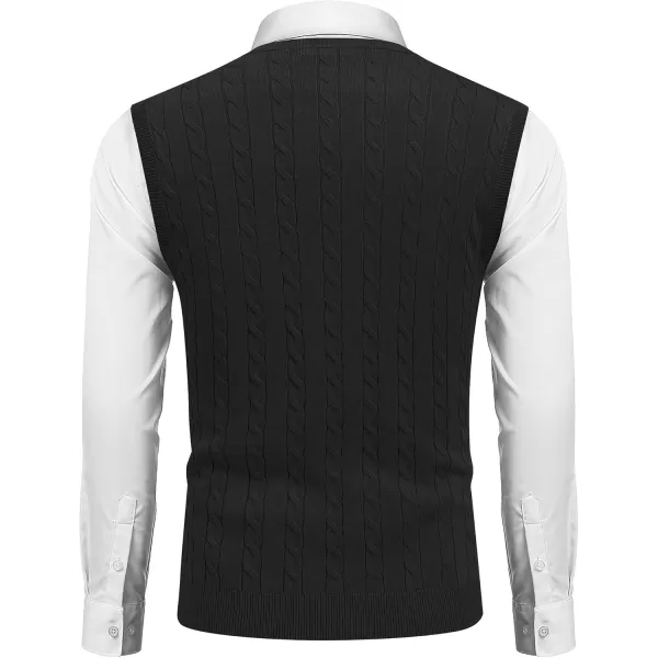 COOFANDY Men's Sweater Vest V Neck Slim Fit Cable Knitted Sleeveless Pullover Sweater