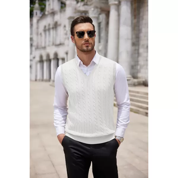 COOFANDY Men's Sweater Vest V Neck Slim Fit Cable Knitted Sleeveless Pullover Sweater