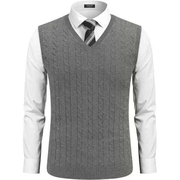 COOFANDY Men's Sweater Vest V Neck Slim Fit Cable Knitted Sleeveless Pullover Sweater