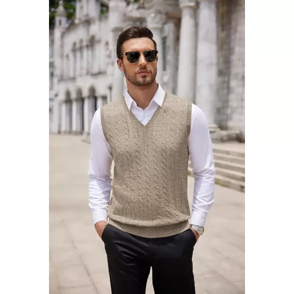 COOFANDY Men's Sweater Vest V Neck Slim Fit Cable Knitted Sleeveless Pullover Sweater
