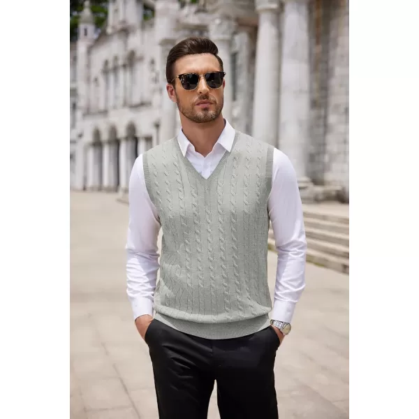 COOFANDY Men's Sweater Vest V Neck Slim Fit Cable Knitted Sleeveless Pullover Sweater