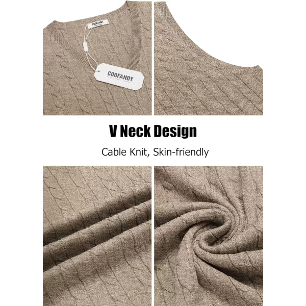 COOFANDY Men's Sweater Vest V Neck Slim Fit Cable Knitted Sleeveless Pullover Sweater