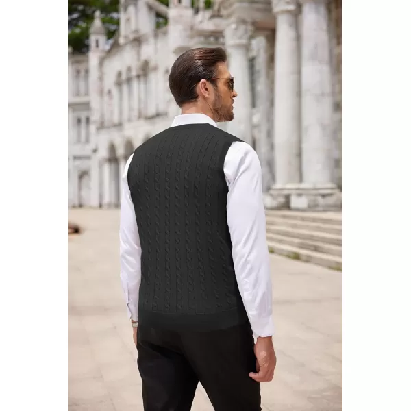 COOFANDY Men's Sweater Vest V Neck Slim Fit Cable Knitted Sleeveless Pullover Sweater