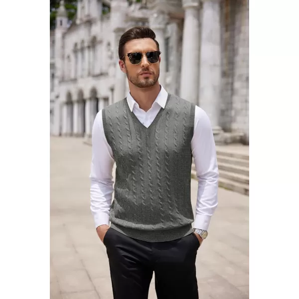 COOFANDY Men's Sweater Vest V Neck Slim Fit Cable Knitted Sleeveless Pullover Sweater