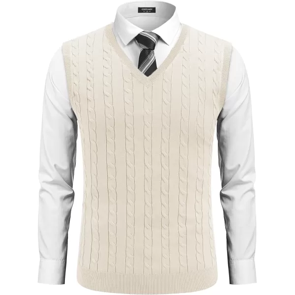 COOFANDY Men's Sweater Vest V Neck Slim Fit Cable Knitted Sleeveless Pullover Sweater