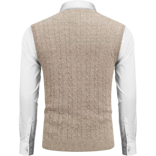 COOFANDY Men's Sweater Vest V Neck Slim Fit Cable Knitted Sleeveless Pullover Sweater