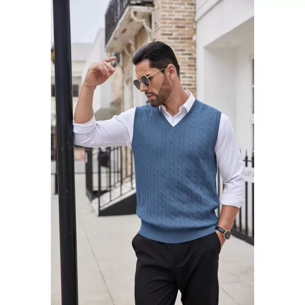 COOFANDY Men's Sweater Vest V Neck Slim Fit Cable Knitted Sleeveless Pullover Sweater
