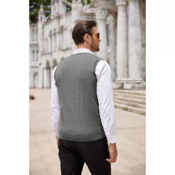 COOFANDY Men's Sweater Vest V Neck Slim Fit Cable Knitted Sleeveless Pullover Sweater