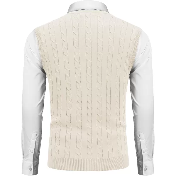 COOFANDY Men's Sweater Vest V Neck Slim Fit Cable Knitted Sleeveless Pullover Sweater