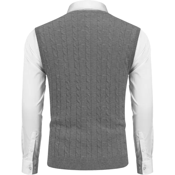 COOFANDY Men's Sweater Vest V Neck Slim Fit Cable Knitted Sleeveless Pullover Sweater