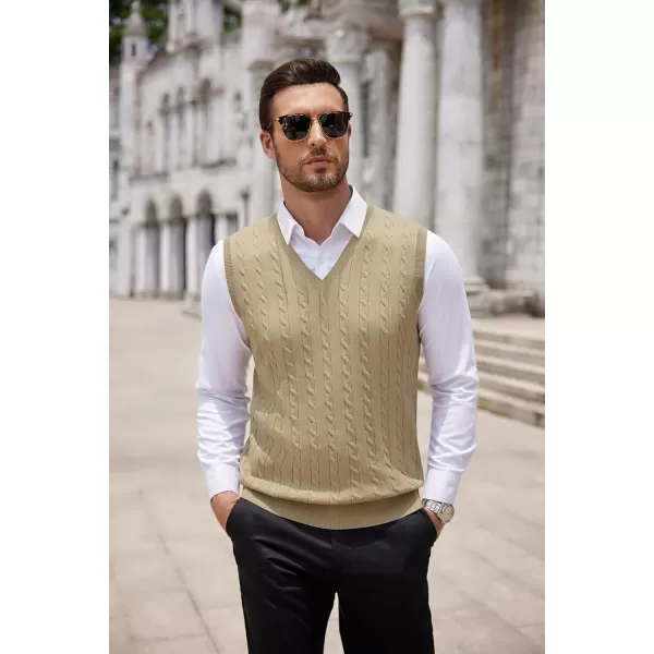 COOFANDY Men's Sweater Vest V Neck Slim Fit Cable Knitted Sleeveless Pullover Sweater