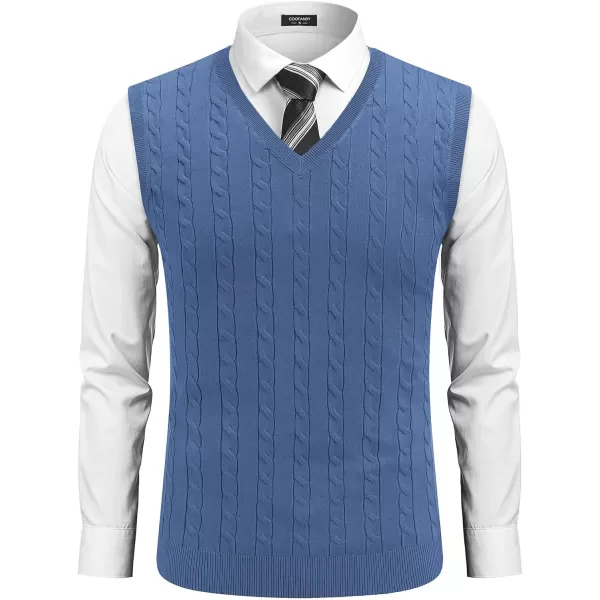 COOFANDY Men's Sweater Vest V Neck Slim Fit Cable Knitted Sleeveless Pullover Sweater