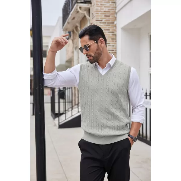 COOFANDY Men's Sweater Vest V Neck Slim Fit Cable Knitted Sleeveless Pullover Sweater