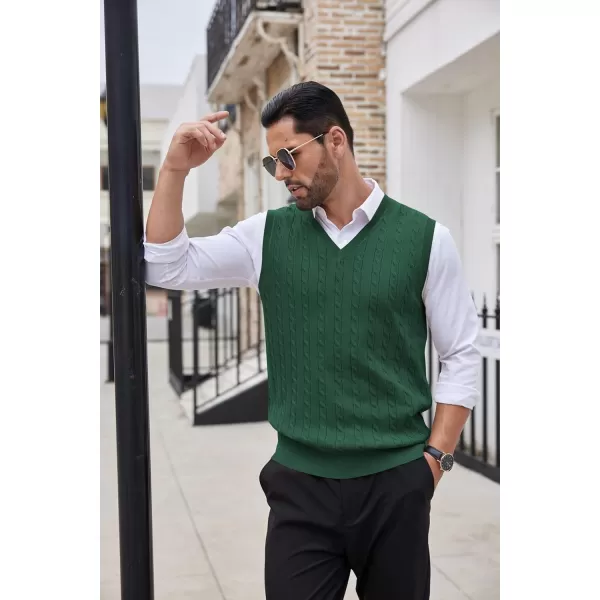 COOFANDY Men's Sweater Vest V Neck Slim Fit Cable Knitted Sleeveless Pullover Sweater