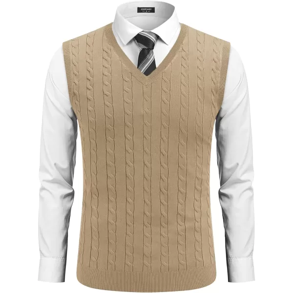 COOFANDY Men's Sweater Vest V Neck Slim Fit Cable Knitted Sleeveless Pullover Sweater