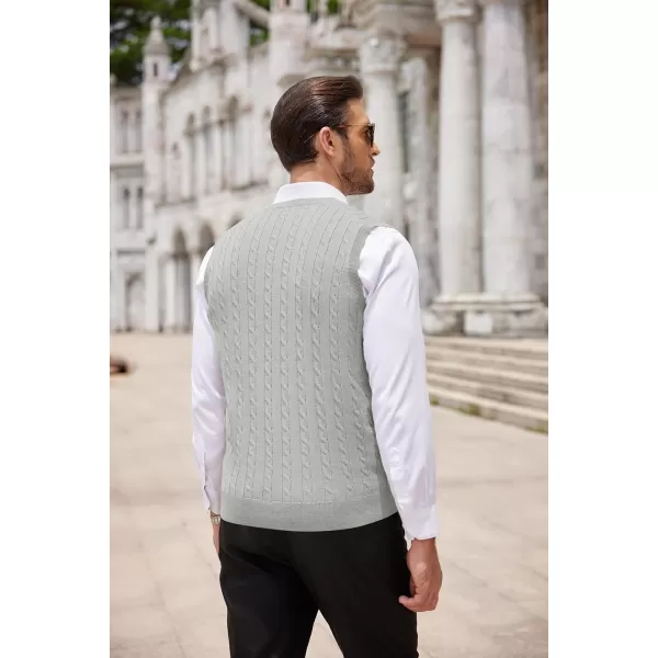 COOFANDY Men's Sweater Vest V Neck Slim Fit Cable Knitted Sleeveless Pullover Sweater