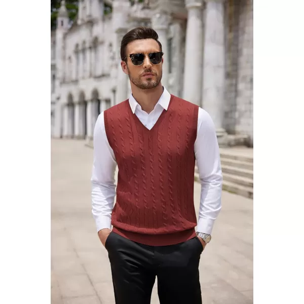 COOFANDY Men's Sweater Vest V Neck Slim Fit Cable Knitted Sleeveless Pullover Sweater