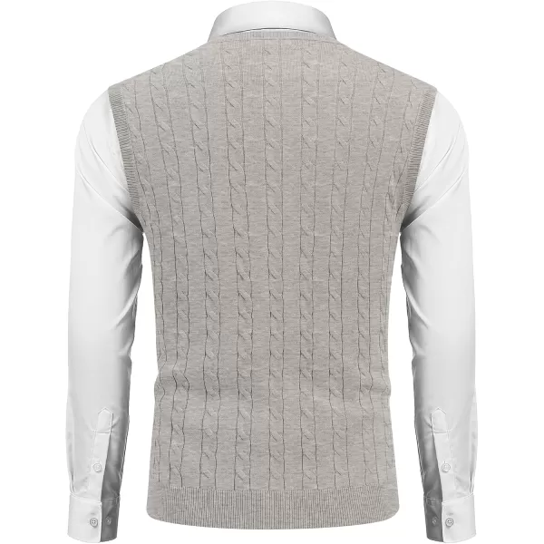 COOFANDY Men's Sweater Vest V Neck Slim Fit Cable Knitted Sleeveless Pullover Sweater