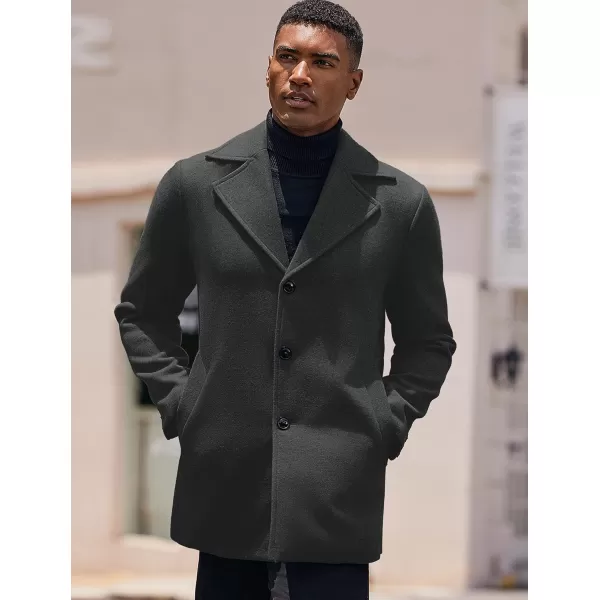 COOFANDY Mens Trench Coat Notched Collar Single Breasted Peacoat Winter Overcoat With Pockets