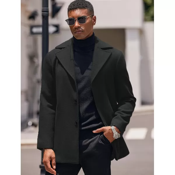 COOFANDY Mens Trench Coat Notched Collar Single Breasted Peacoat Winter Overcoat With Pockets