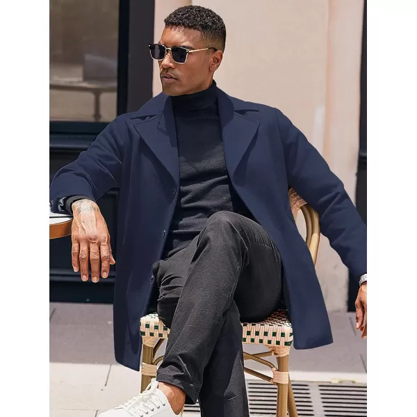 COOFANDY Mens Trench Coat Notched Collar Single Breasted Peacoat Winter Overcoat With Pockets