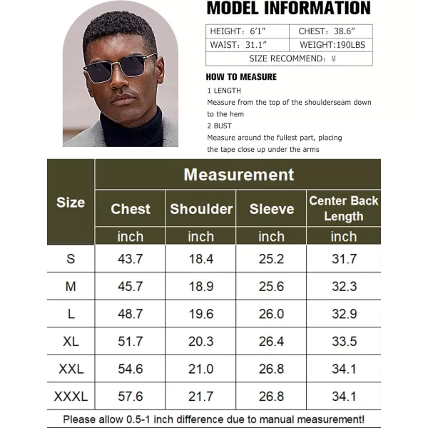 COOFANDY Mens Trench Coat Notched Collar Single Breasted Peacoat Winter Overcoat With Pockets