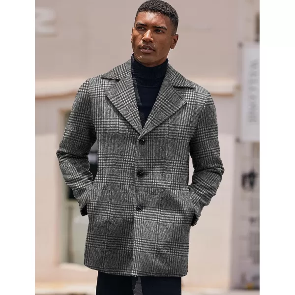 COOFANDY Mens Trench Coat Notched Collar Single Breasted Peacoat Winter Overcoat With Pockets
