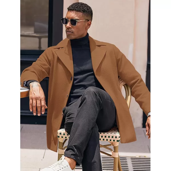 COOFANDY Mens Trench Coat Notched Collar Single Breasted Peacoat Winter Overcoat With Pockets