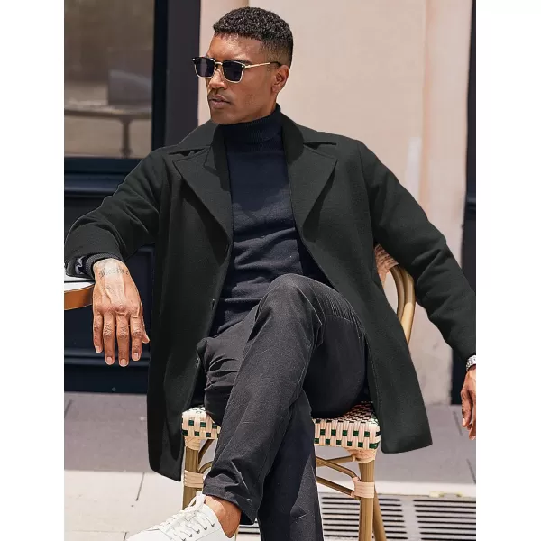 COOFANDY Mens Trench Coat Notched Collar Single Breasted Peacoat Winter Overcoat With Pockets