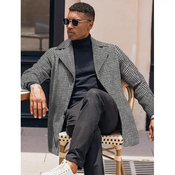 COOFANDY Mens Trench Coat Notched Collar Single Breasted Peacoat Winter Overcoat With Pockets