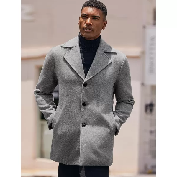 COOFANDY Mens Trench Coat Notched Collar Single Breasted Peacoat Winter Overcoat With Pockets