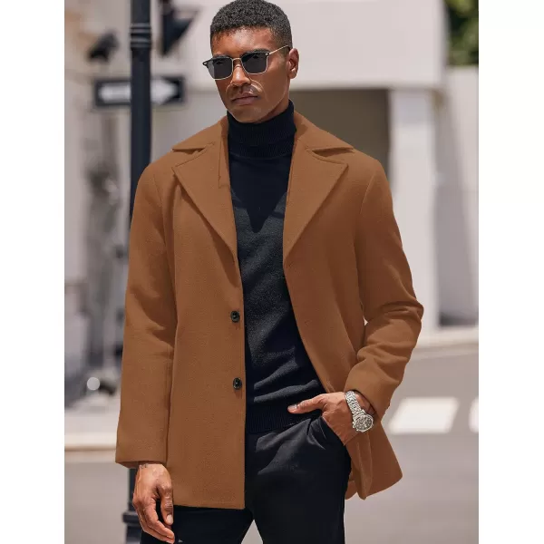 COOFANDY Mens Trench Coat Notched Collar Single Breasted Peacoat Winter Overcoat With Pockets