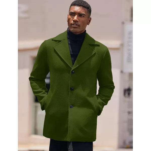 COOFANDY Mens Trench Coat Notched Collar Single Breasted Peacoat Winter Overcoat With Pockets