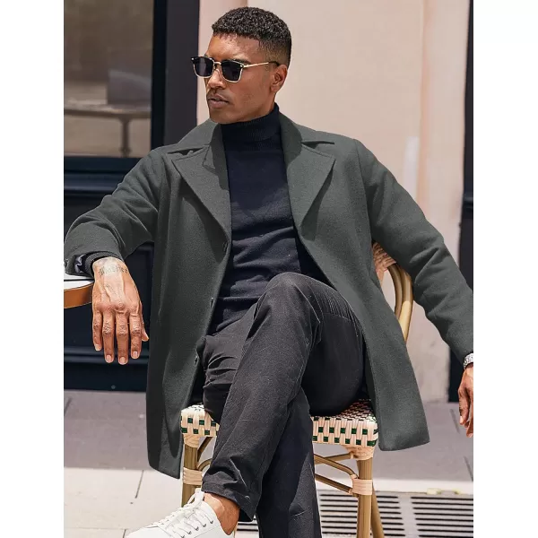 COOFANDY Mens Trench Coat Notched Collar Single Breasted Peacoat Winter Overcoat With Pockets