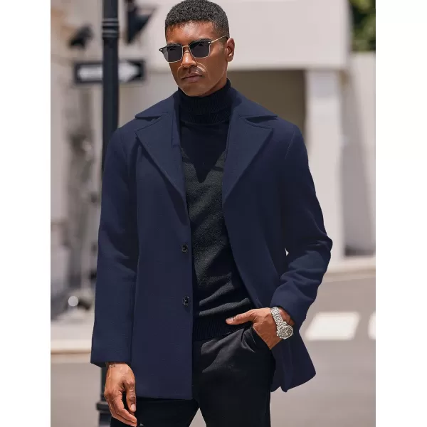 COOFANDY Mens Trench Coat Notched Collar Single Breasted Peacoat Winter Overcoat With Pockets