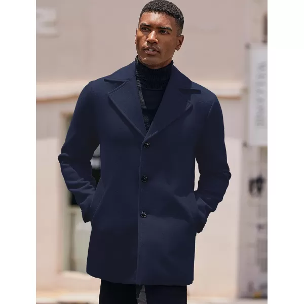 COOFANDY Mens Trench Coat Notched Collar Single Breasted Peacoat Winter Overcoat With Pockets