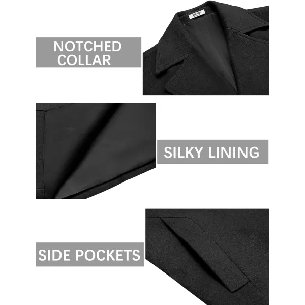 COOFANDY Mens Trench Coat Notched Collar Single Breasted Peacoat Winter Overcoat With Pockets