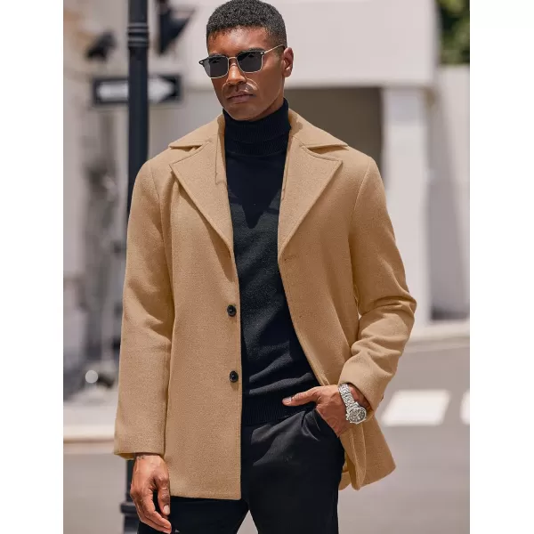 COOFANDY Mens Trench Coat Notched Collar Single Breasted Peacoat Winter Overcoat With Pockets