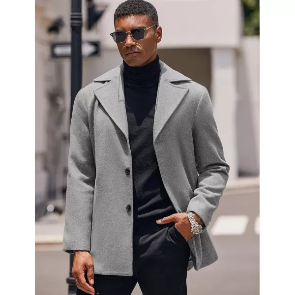 COOFANDY Mens Trench Coat Notched Collar Single Breasted Peacoat Winter Overcoat With Pockets