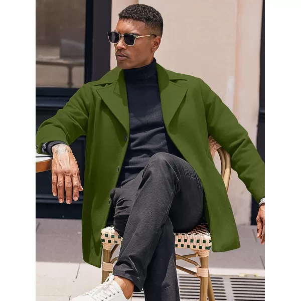 COOFANDY Mens Trench Coat Notched Collar Single Breasted Peacoat Winter Overcoat With Pockets