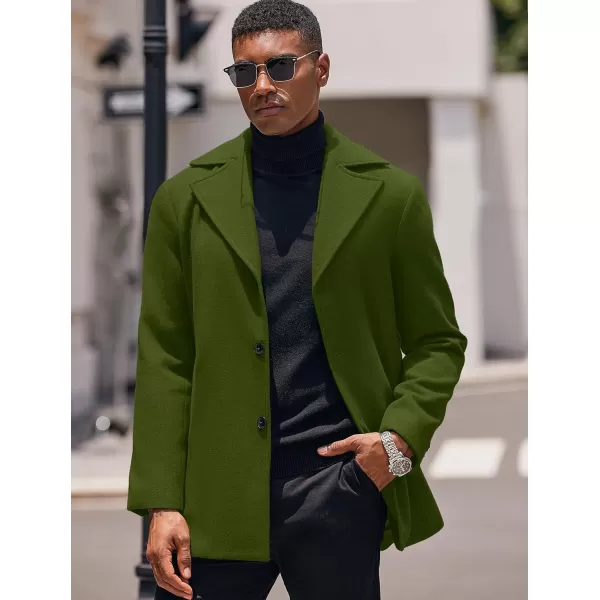 COOFANDY Mens Trench Coat Notched Collar Single Breasted Peacoat Winter Overcoat With Pockets
