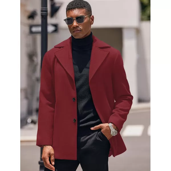 COOFANDY Mens Trench Coat Notched Collar Single Breasted Peacoat Winter Overcoat With Pockets