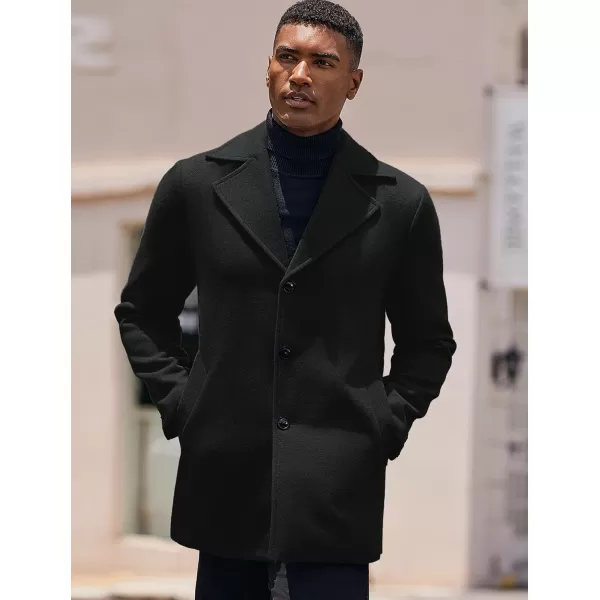 COOFANDY Mens Trench Coat Notched Collar Single Breasted Peacoat Winter Overcoat With Pockets