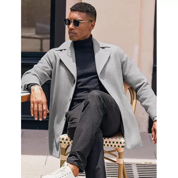 COOFANDY Mens Trench Coat Notched Collar Single Breasted Peacoat Winter Overcoat With Pockets