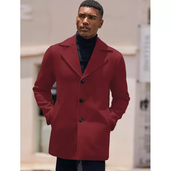 COOFANDY Mens Trench Coat Notched Collar Single Breasted Peacoat Winter Overcoat With Pockets