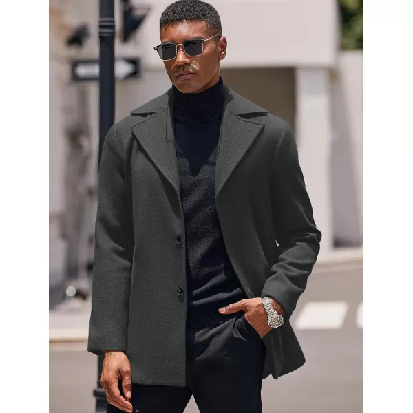 COOFANDY Mens Trench Coat Notched Collar Single Breasted Peacoat Winter Overcoat With Pockets