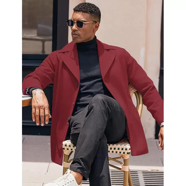 COOFANDY Mens Trench Coat Notched Collar Single Breasted Peacoat Winter Overcoat With Pockets
