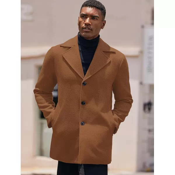 COOFANDY Mens Trench Coat Notched Collar Single Breasted Peacoat Winter Overcoat With Pockets